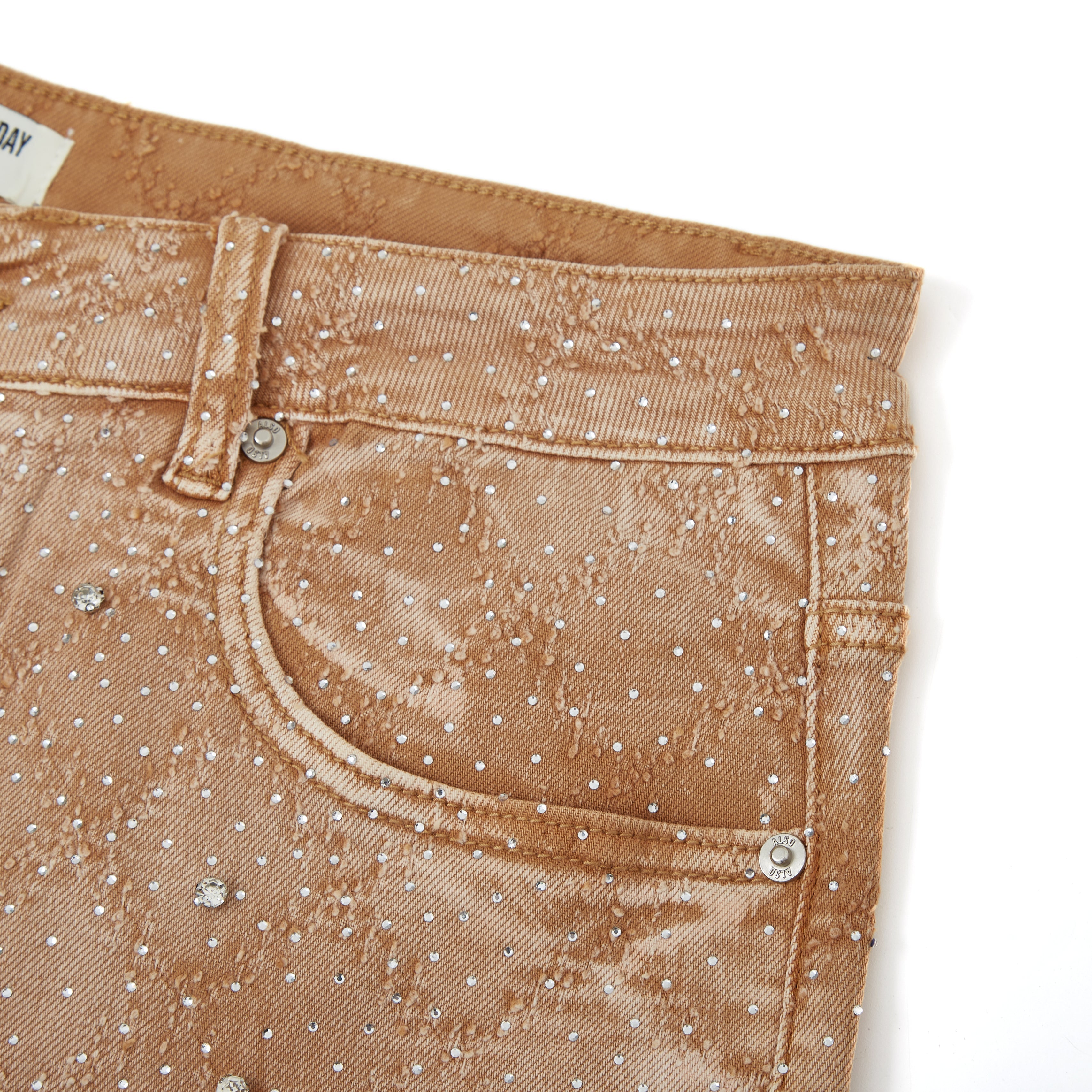 Gemstone Denim Jorts - Light Brown