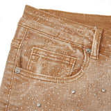 Gemstone Denim Jorts - Light Brown