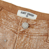 Gemstone Denim Jorts - Light Brown
