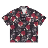 Crane Print Knots Cuban Shirt