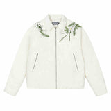 Floral Embroidery Lapel CollarDown Coat