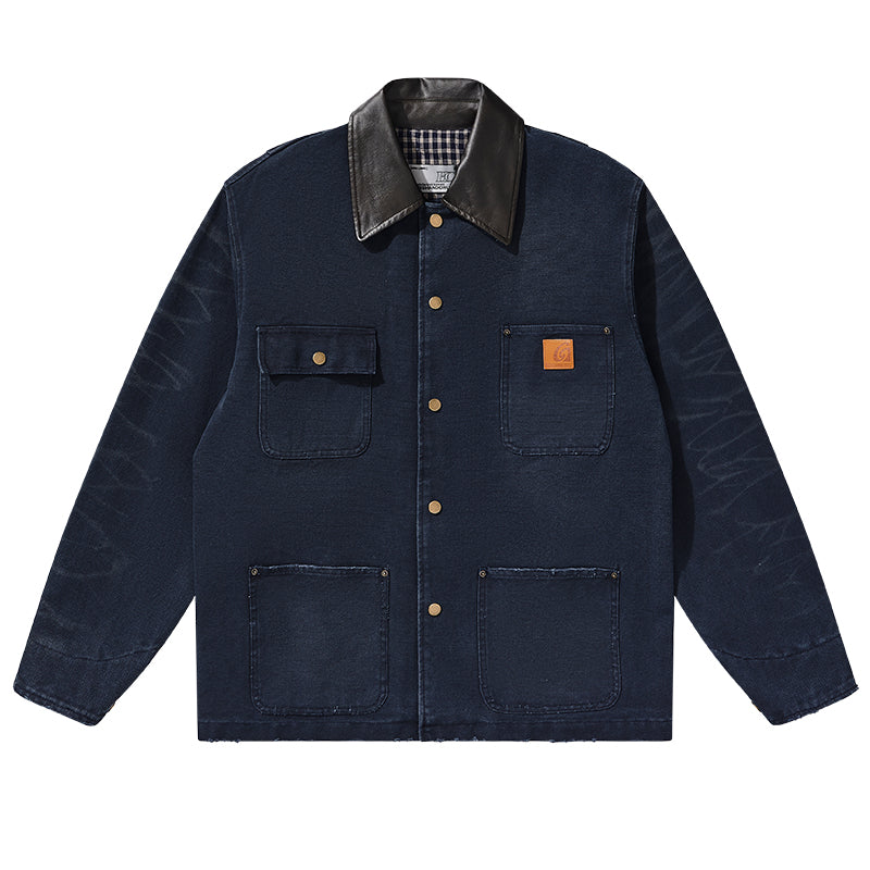 Vintage Washed Plaid Workwear Jacket