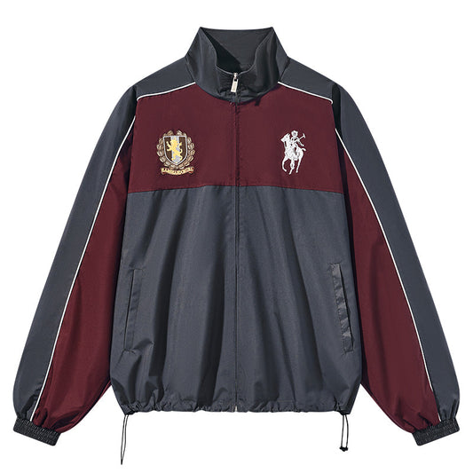 Colorblock Embroidered Sports Jacket