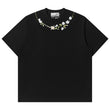 Floral Collar Pearl Embroidered Tee