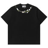 Floral Collar Pearl Embroidered Tee