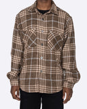 EPTM SLIT FLANNEL SHIRT- PLAID BROWN