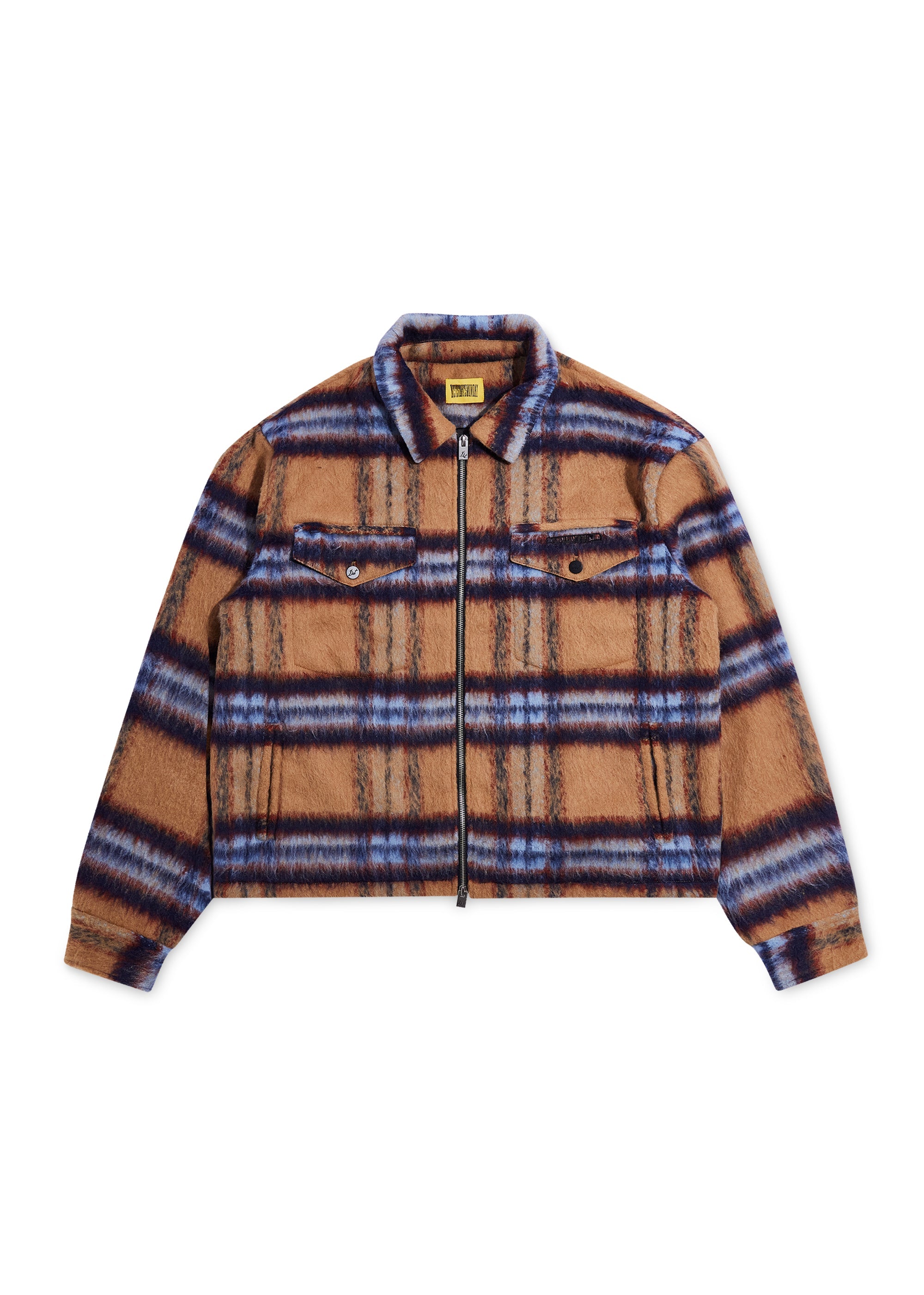 Mohair Zip Flannel - Mustard/Blue