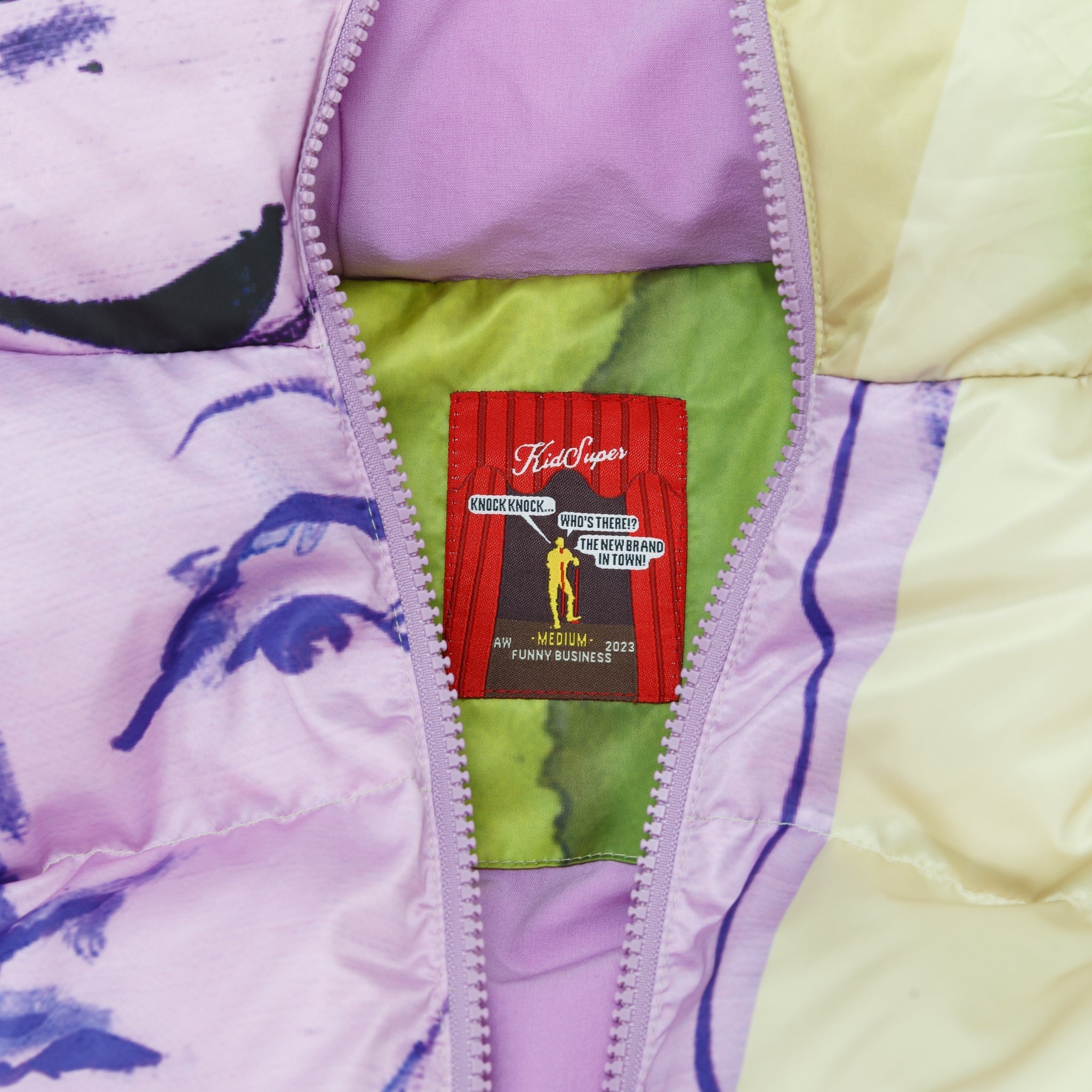 Printed Mismatched Shiny Puffer [Multi]