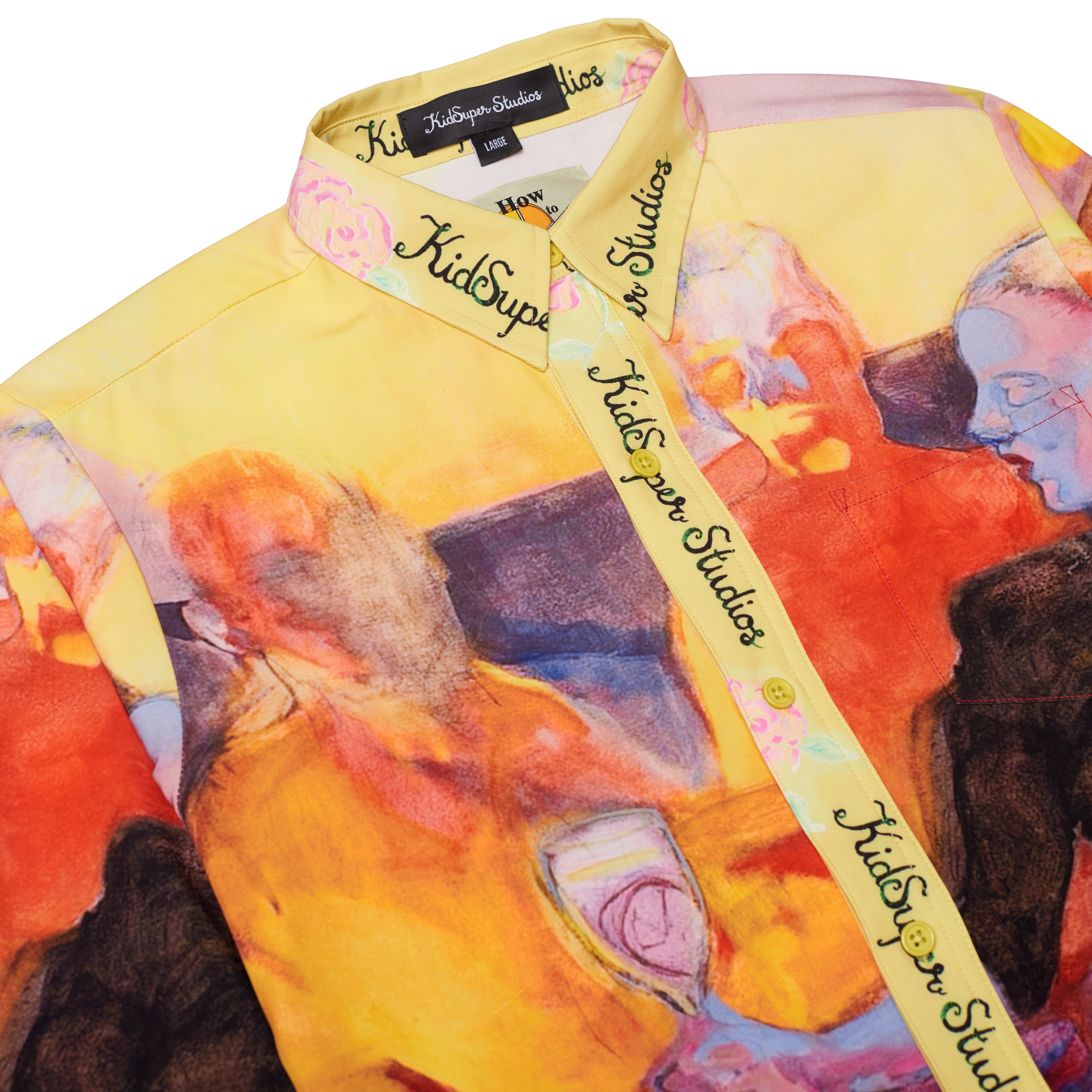 Printed Satin Shirt [Yellow]