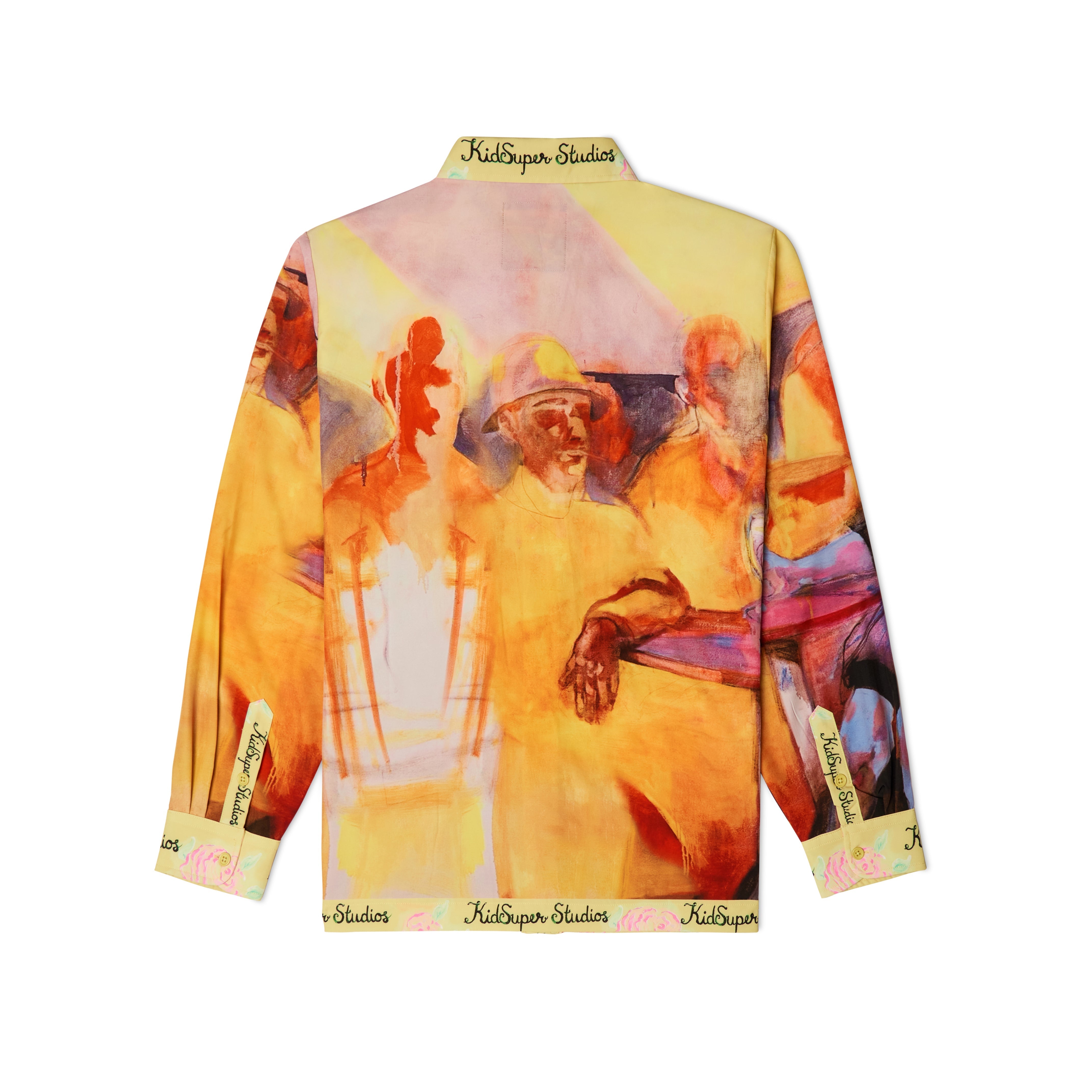 Printed Satin Shirt [Yellow]