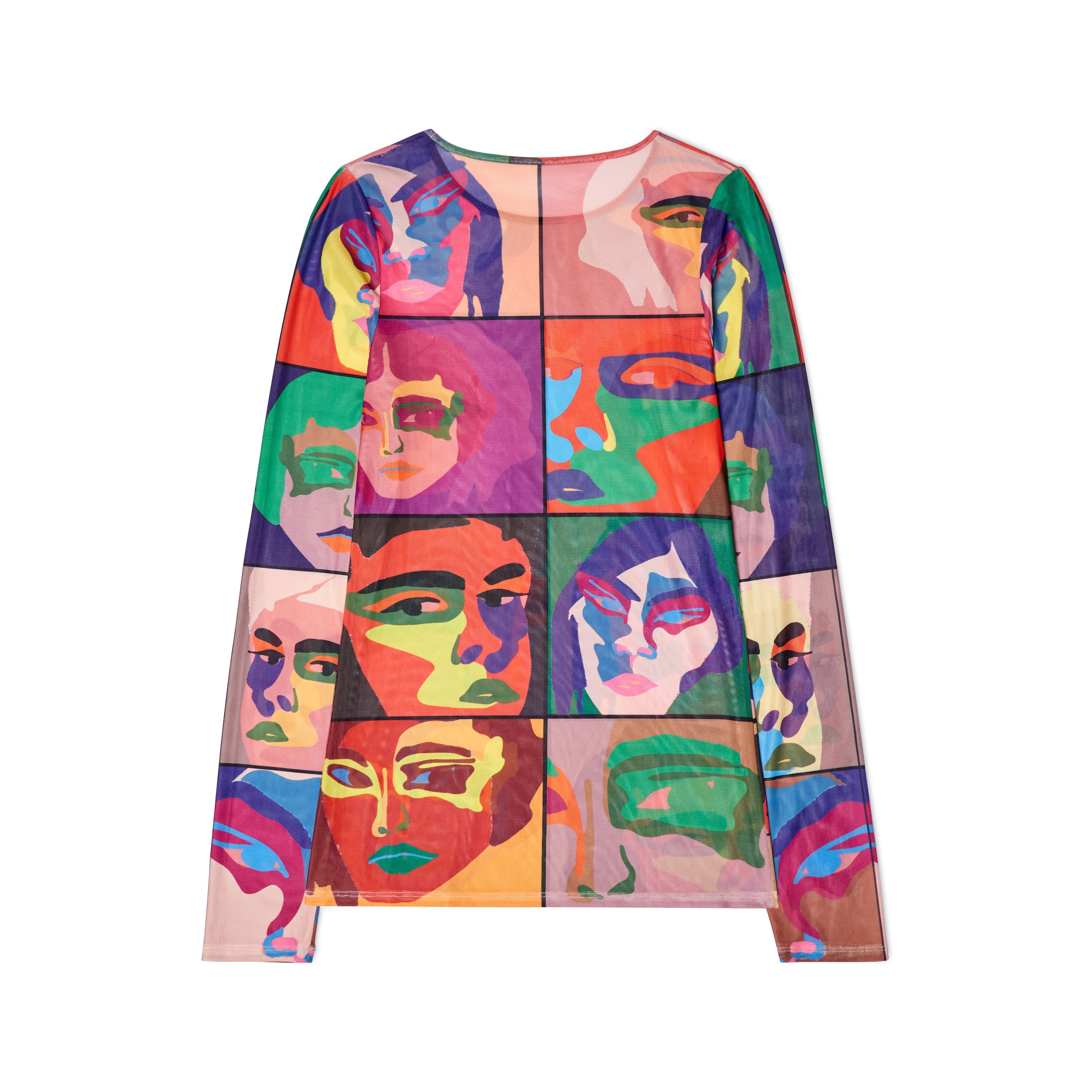 Faces printed mesh shirt [Multi]