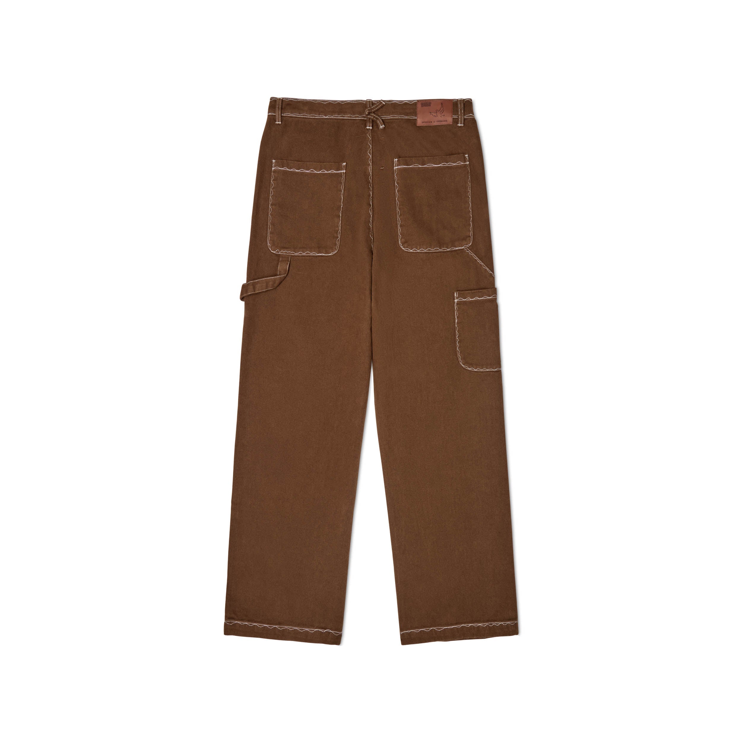 messy stitched work pants [Brown]