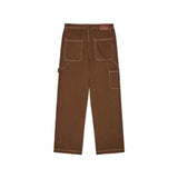 messy stitched work pants [Brown]
