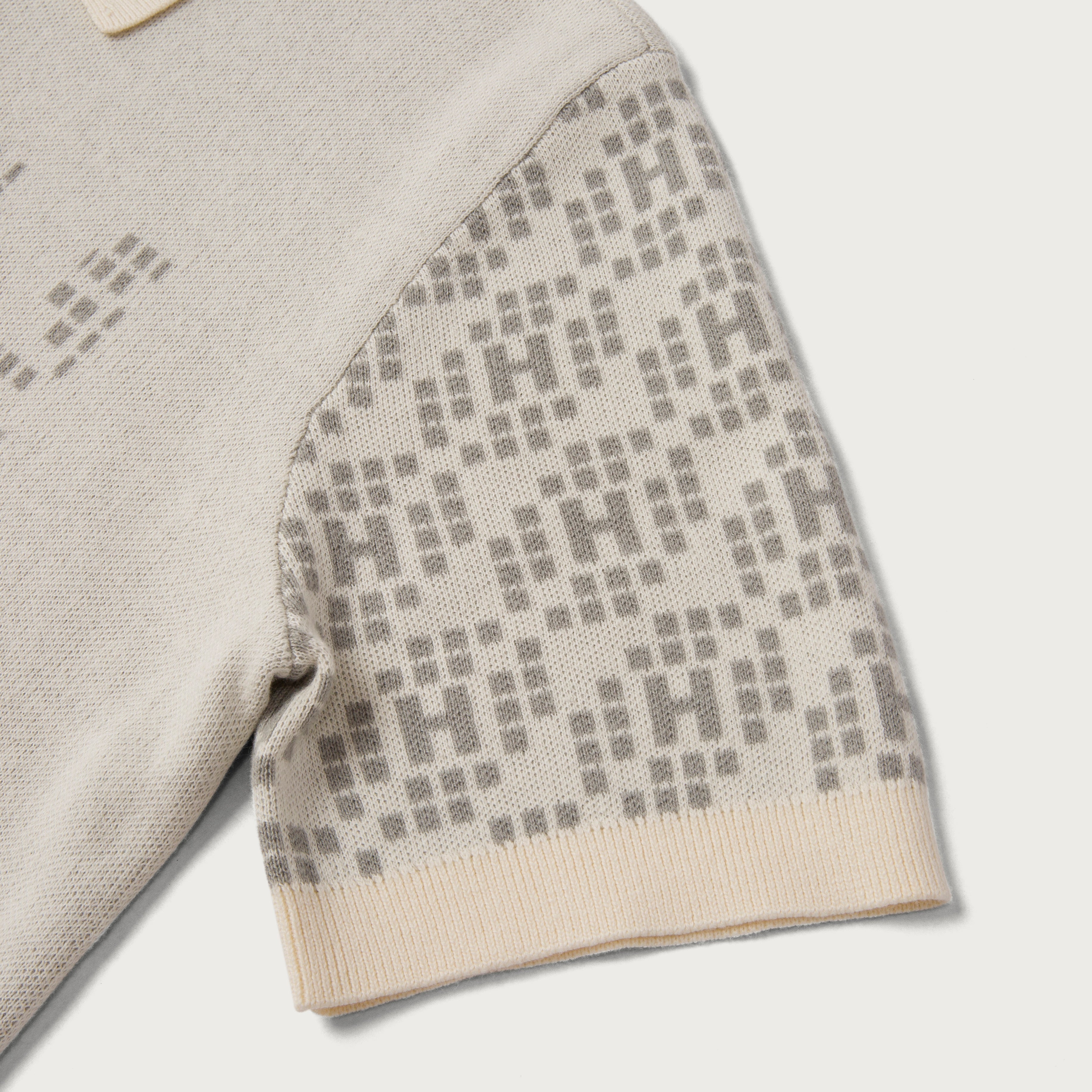 Knit H Pattern Polo - Bone