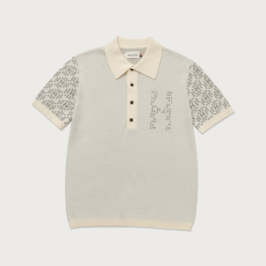 Knit H Pattern Polo - Bone