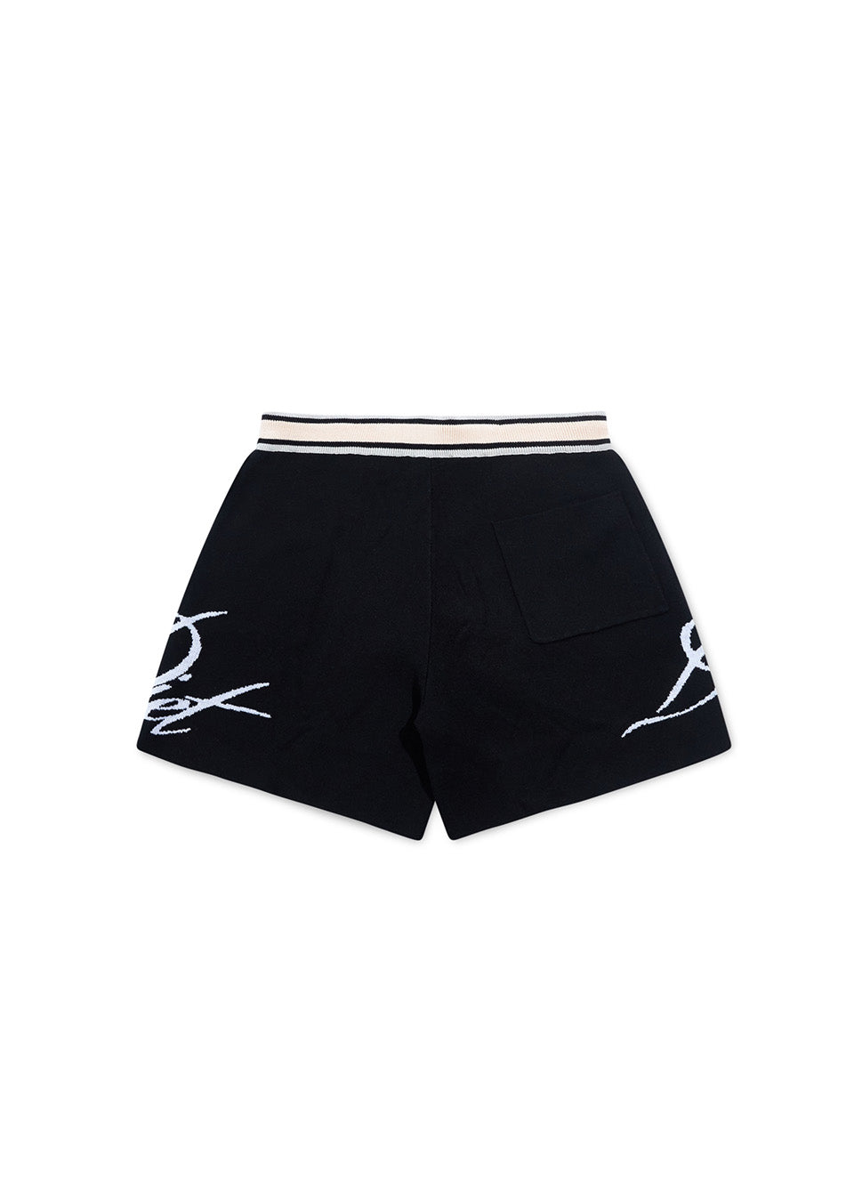 Knitted Script Shorts - Black