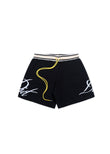 Knitted Script Shorts - Black