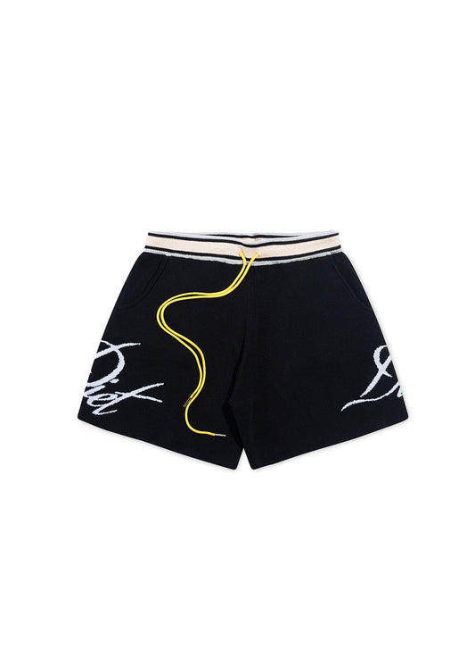 Knitted Script Shorts - Black