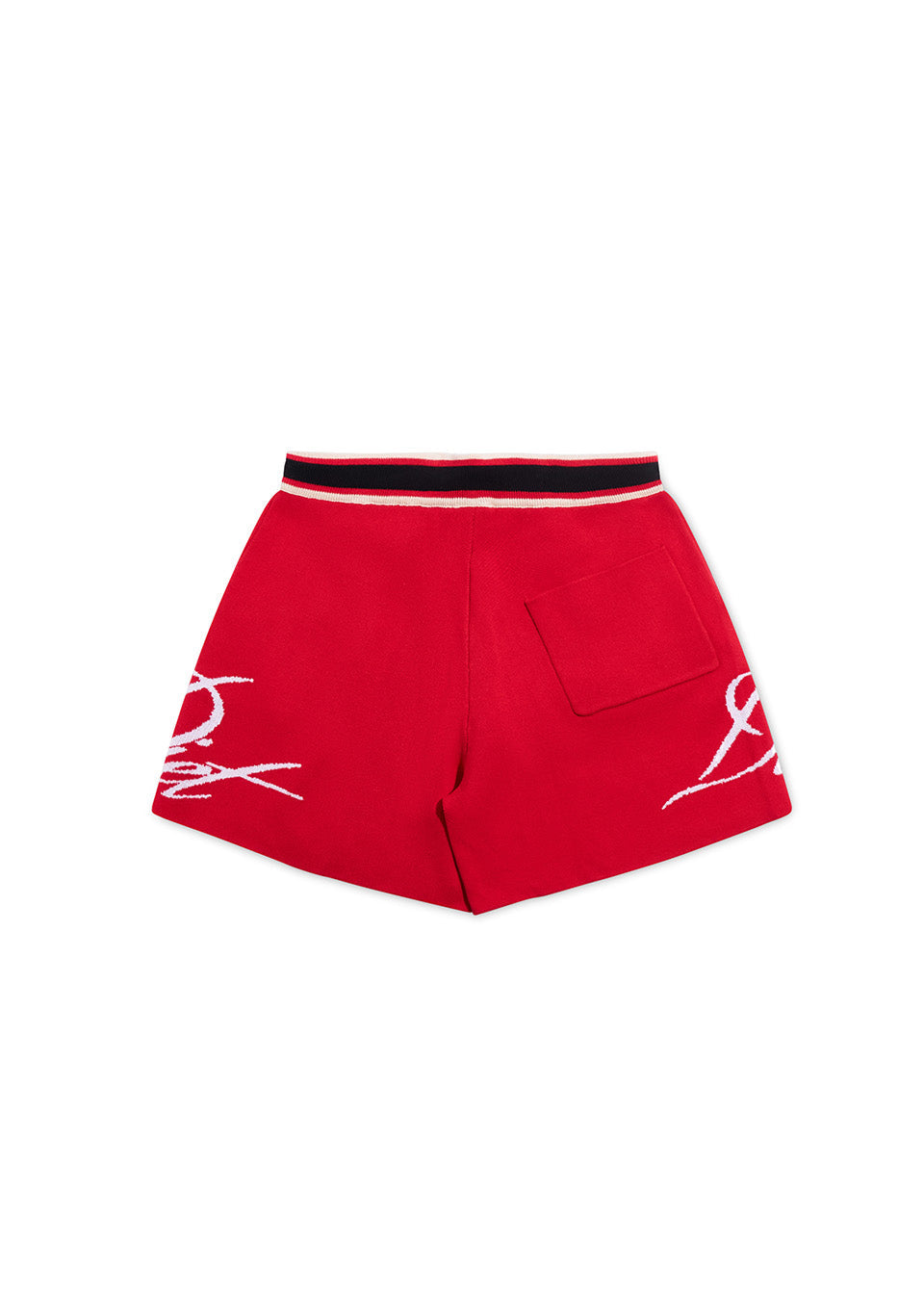 Knitted Script Shorts - Red
