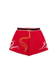 Knitted Script Shorts - Red