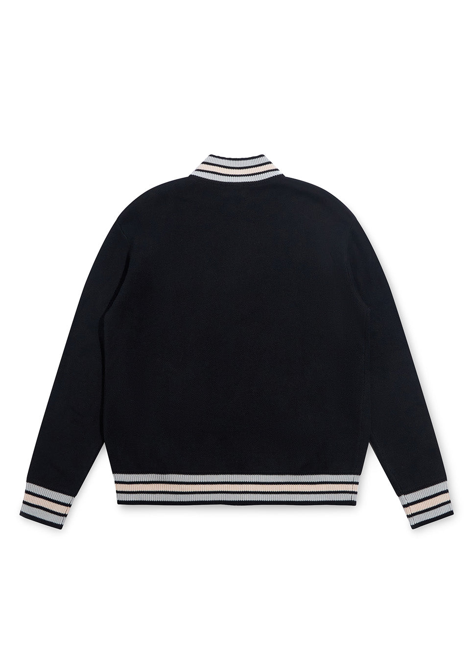 Knitted Script Full Zip - Black