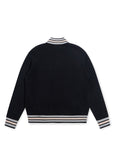 Knitted Script Full Zip - Black