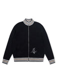 Knitted Script Full Zip - Black