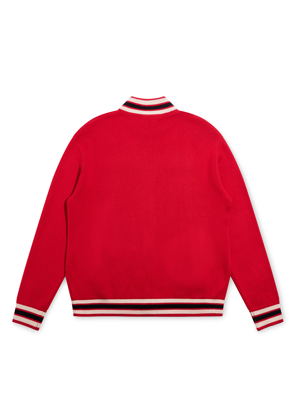 Knitted Script Full Zip - Red