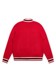 Knitted Script Full Zip - Red