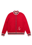 Knitted Script Full Zip - Red