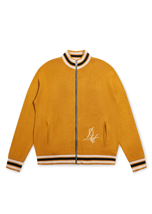 Knitted Script Full Zip - Yellow