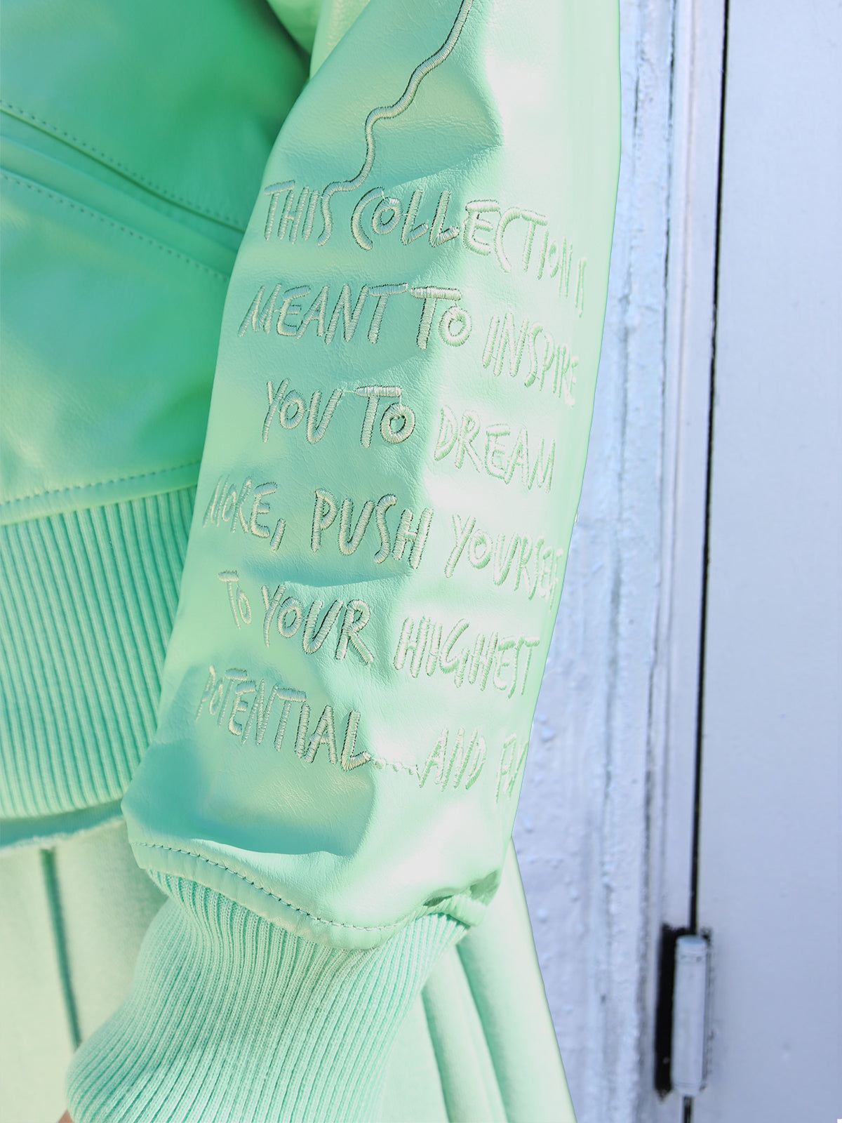 HOT AIR BALLON LEATHER JACKET | MINT GREEN