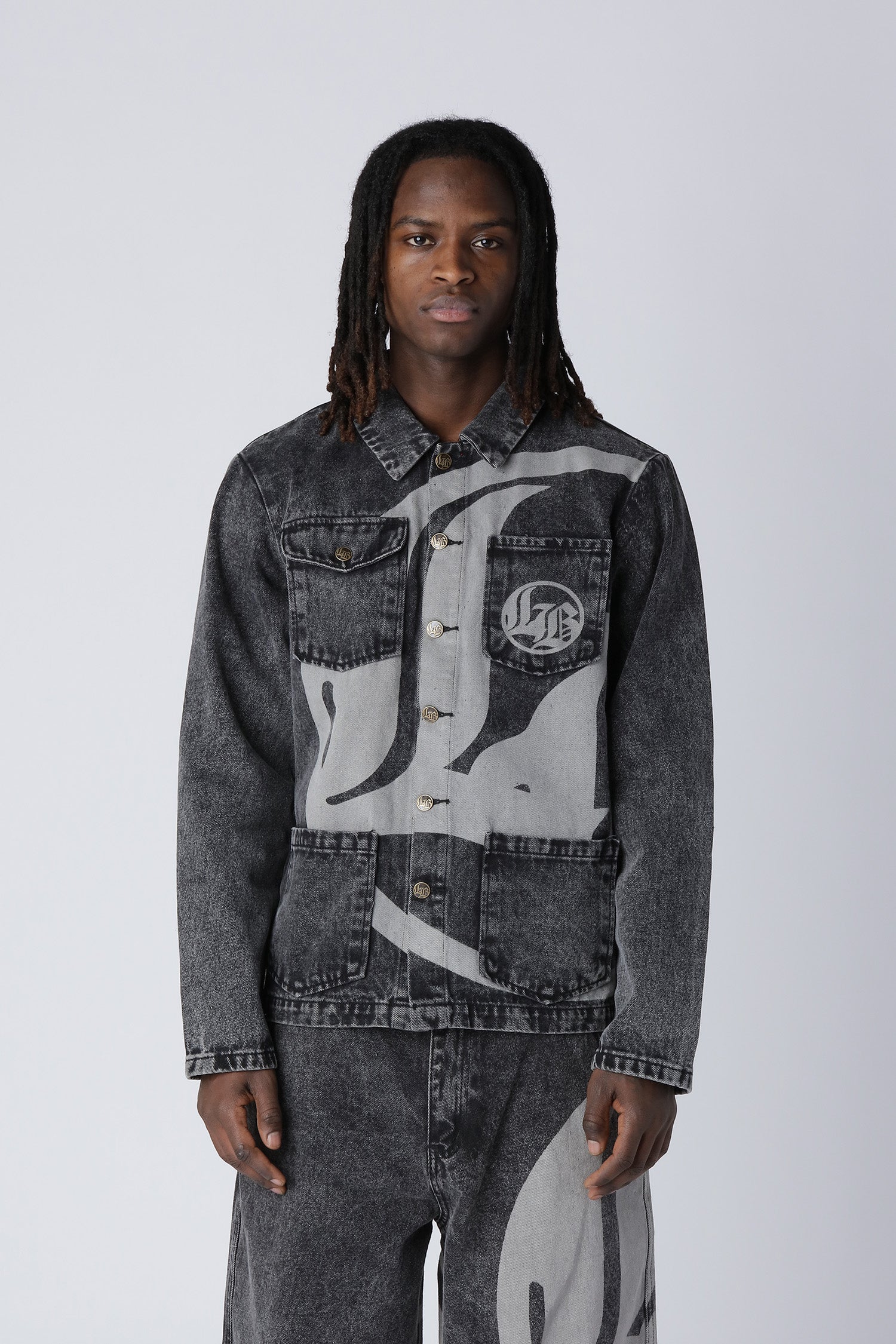 LOGO DENIM JACKET - Black