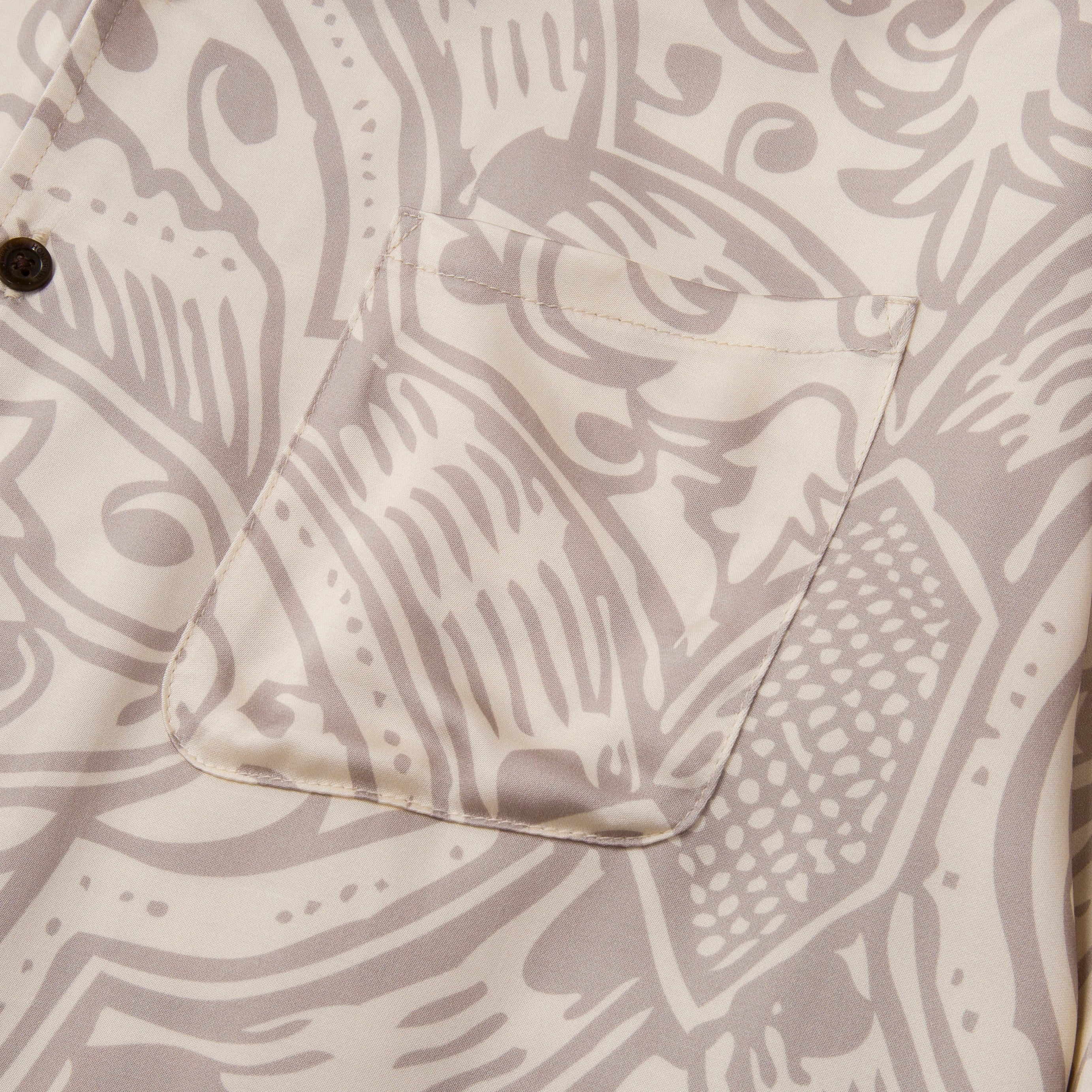 L/S Printed Woven Button Up - Bone