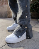 Mohair Snap Pants - Charcoal