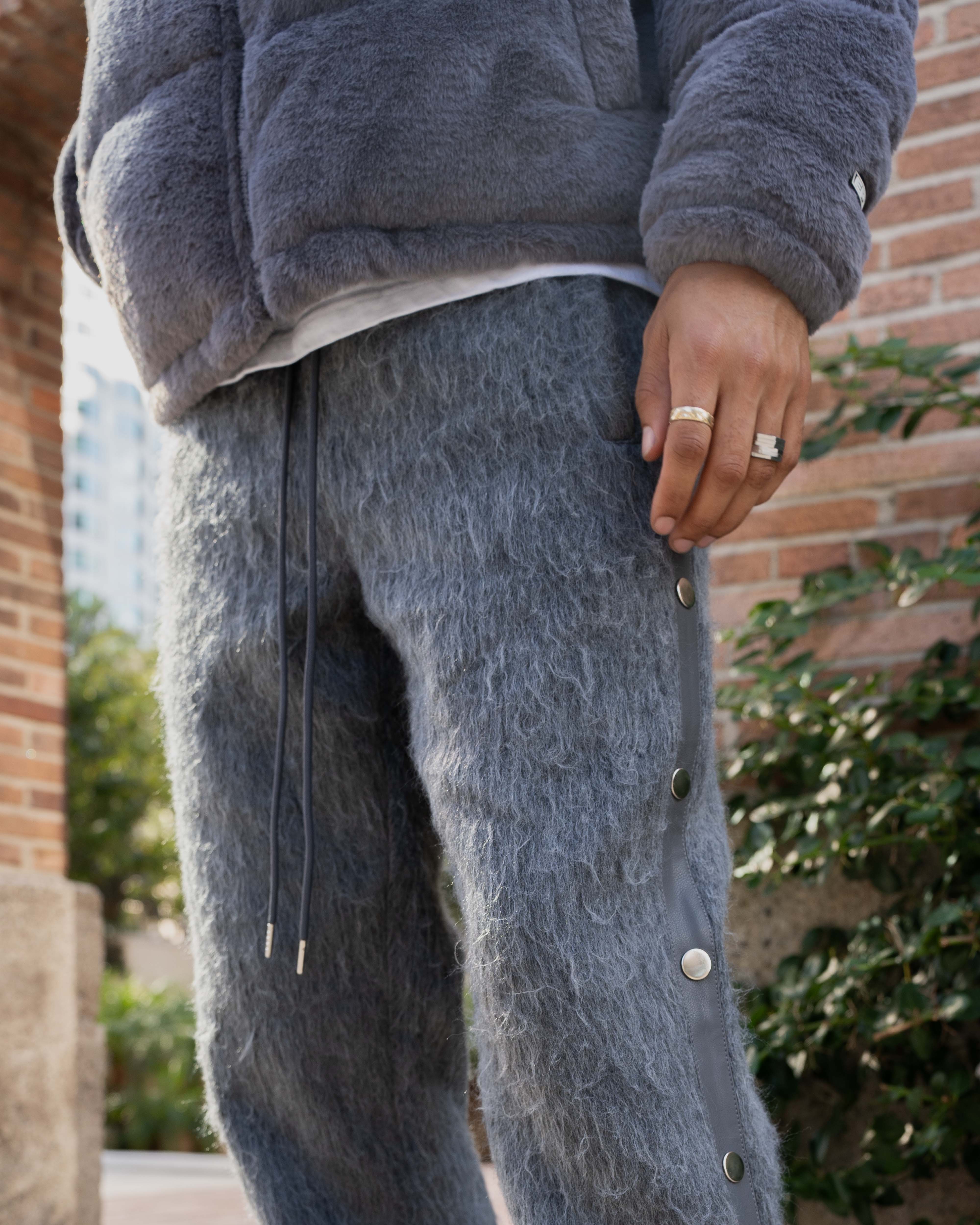Mohair Snap Pants - Charcoal