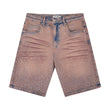 Solomon Rhinestone Denim Jorts - Maroon