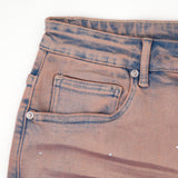 Solomon Rhinestone Denim Jorts - Maroon