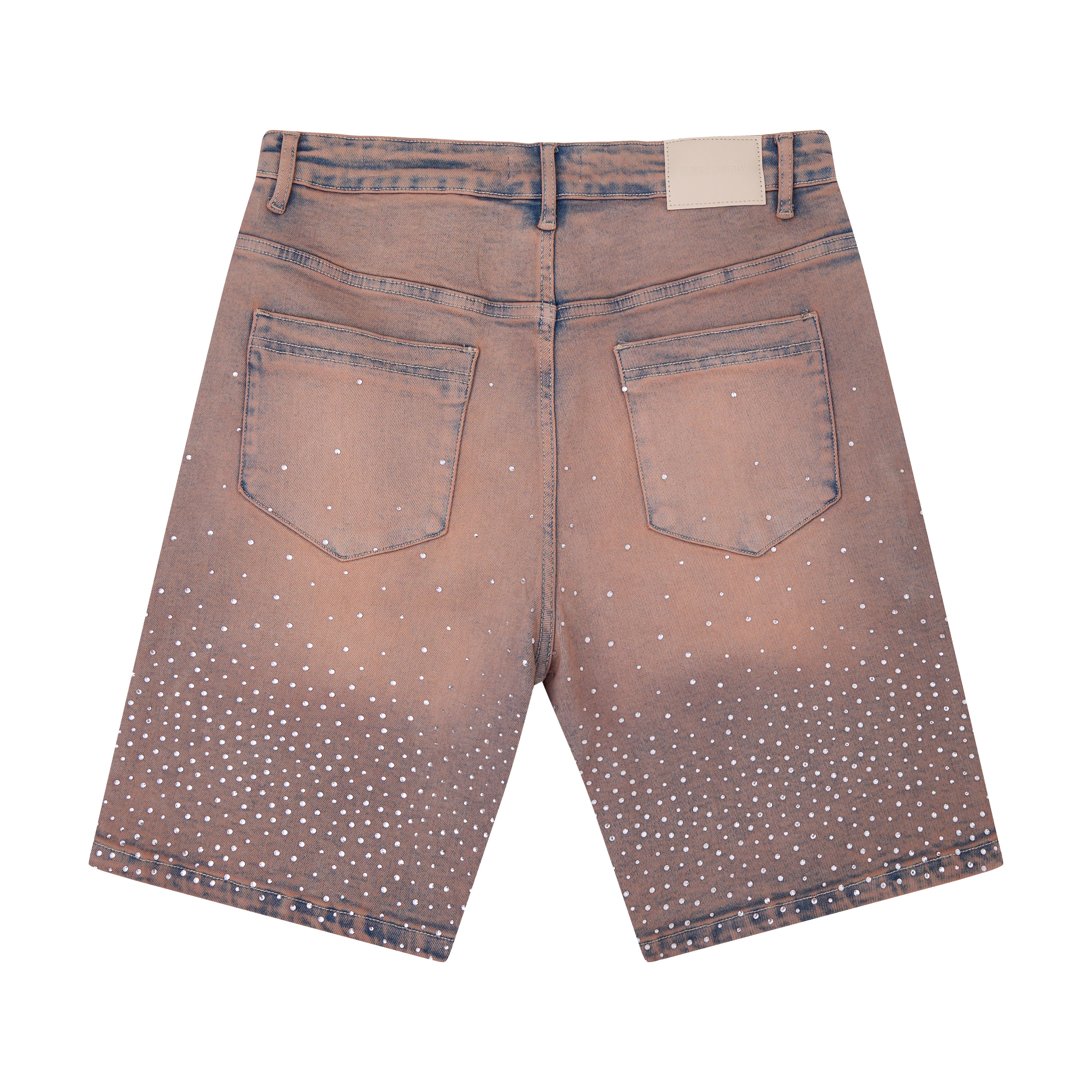 Solomon Rhinestone Denim Jorts - Maroon