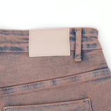 Solomon Rhinestone Denim Jorts - Maroon