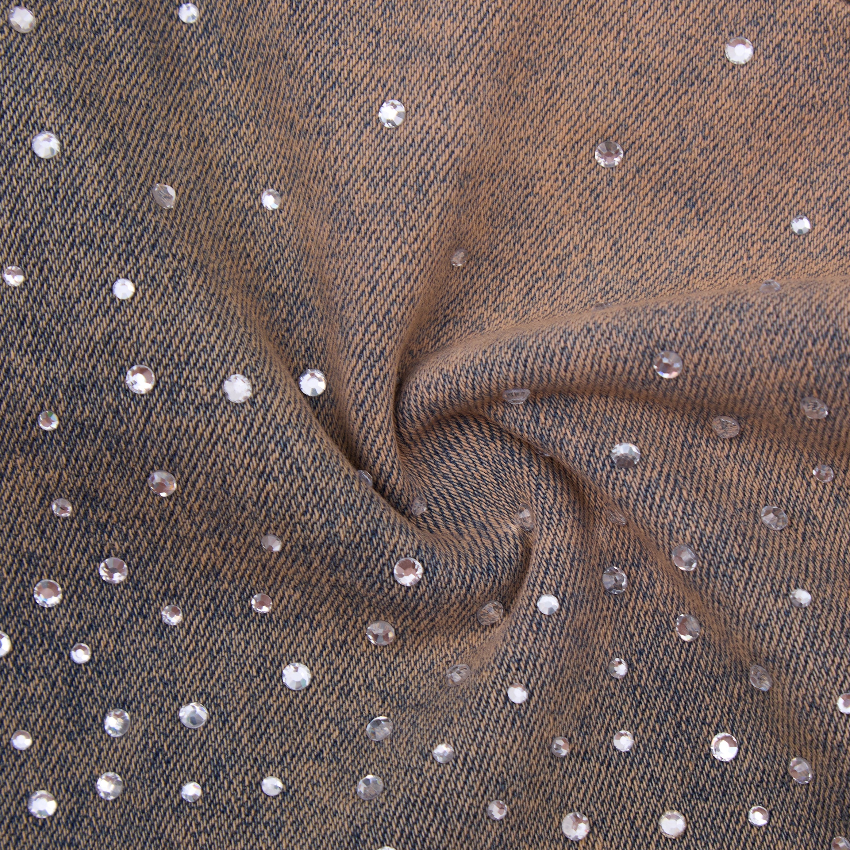 Solomon Rhinestone Denim Jorts - Light Blue