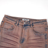 Solomon Rhinestone Straight Leg Denim - Maroon