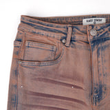 Solomon Rhinestone Straight Leg Denim - Maroon