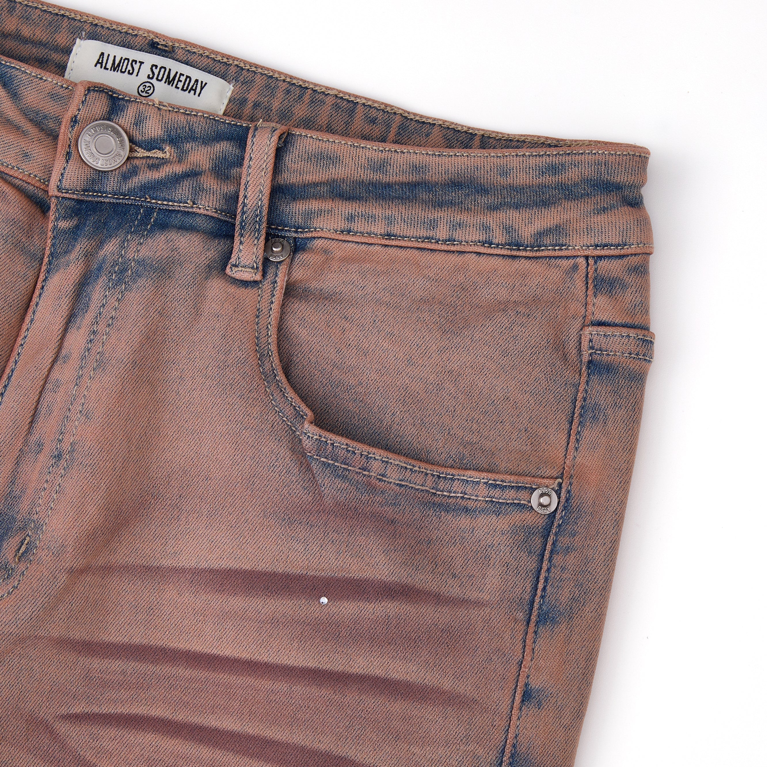 Solomon Rhinestone Straight Leg Denim - Maroon