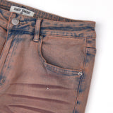 Solomon Rhinestone Straight Leg Denim - Maroon