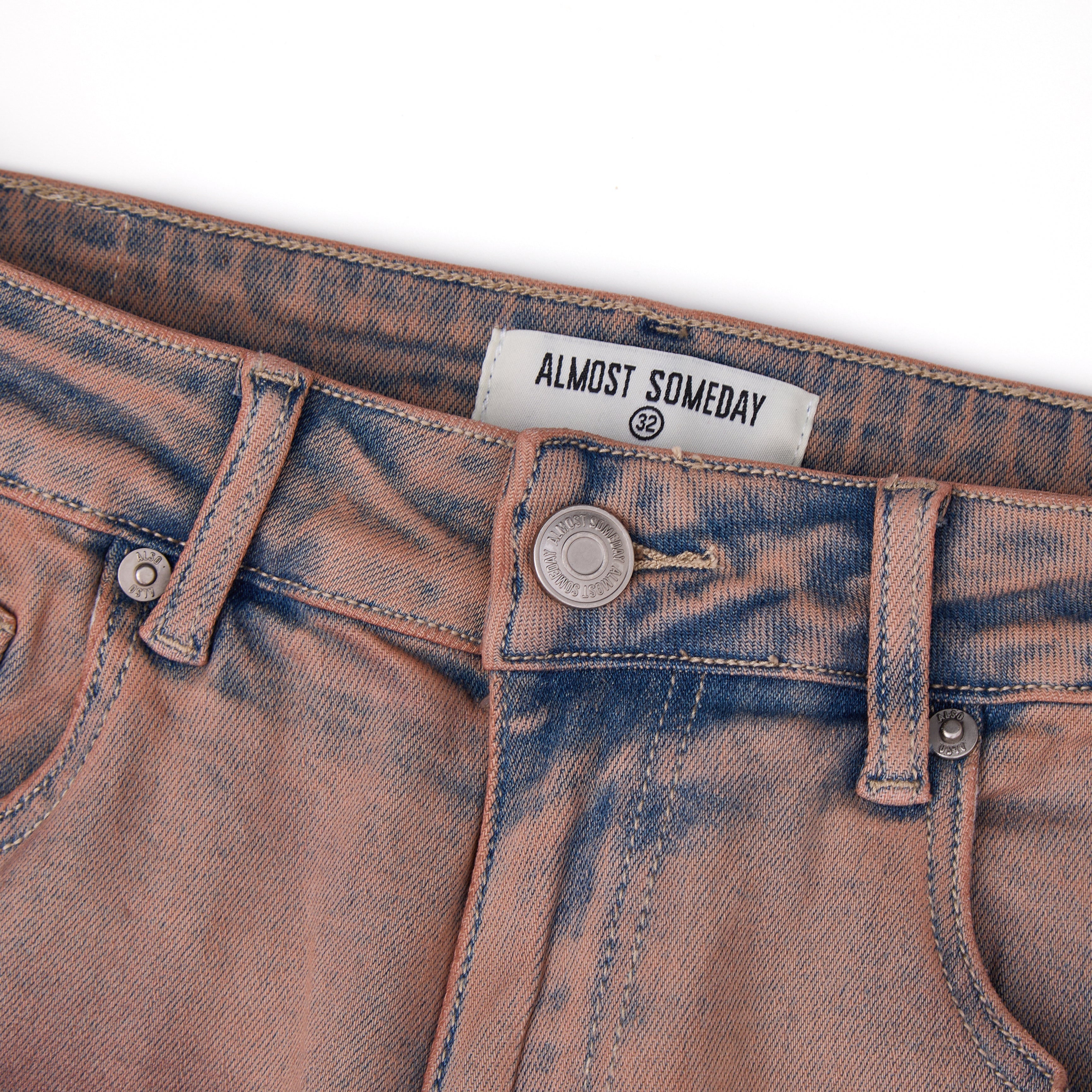 Solomon Rhinestone Straight Leg Denim - Maroon