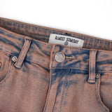 Solomon Rhinestone Straight Leg Denim - Maroon