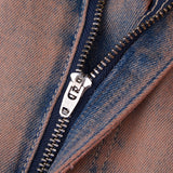 Solomon Rhinestone Straight Leg Denim - Maroon