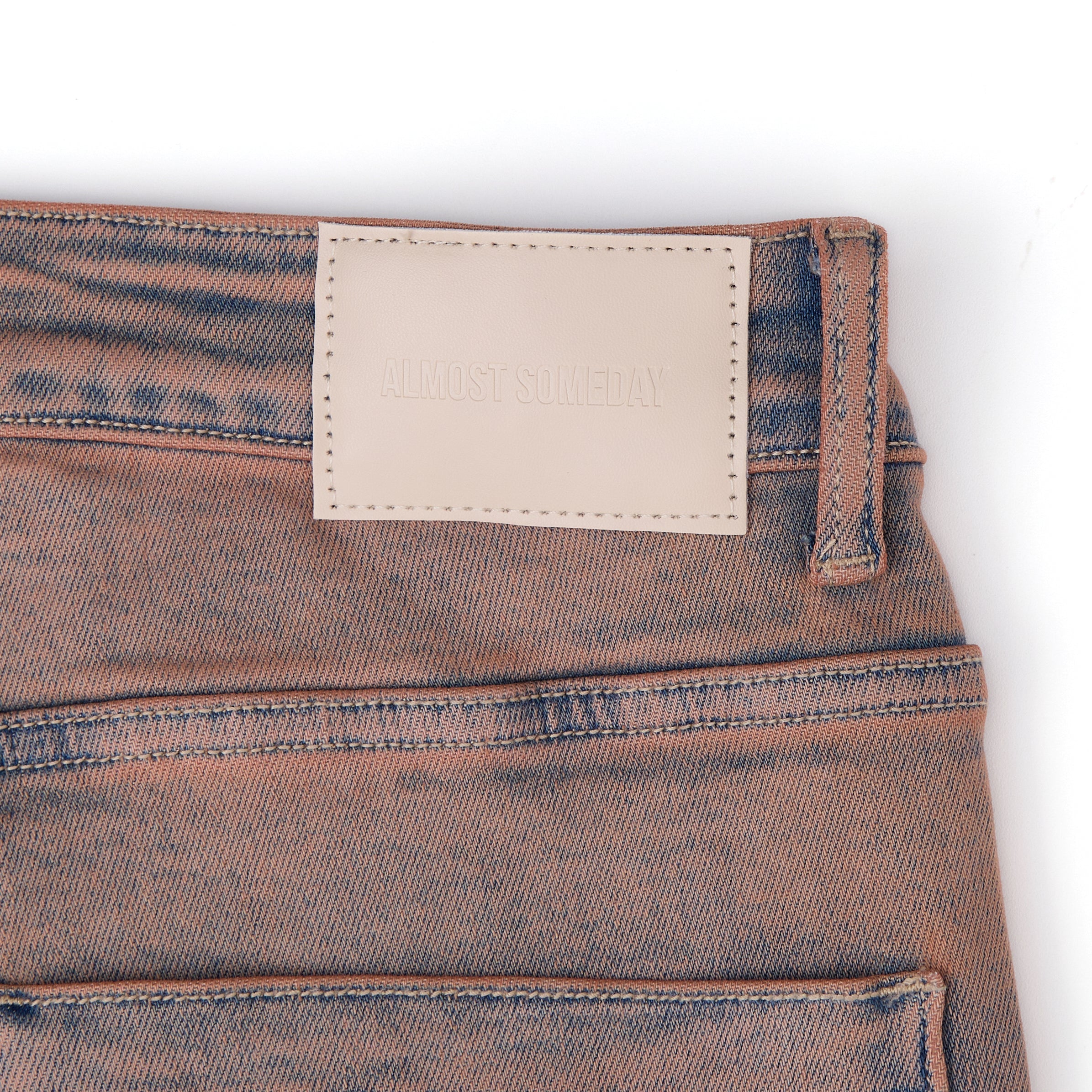 Solomon Rhinestone Straight Leg Denim - Maroon