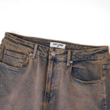 Solomon Rhinestone Straight Leg Denim - Light Blue